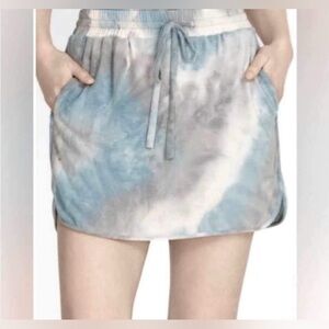 NWT Calme Johnny Was‎  Commuter Short Skirt Rain Blue Tie Dye Athletic XS